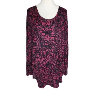 Apt. 9 Red And Black Floral Tunic Top Women's Size Extra Large XL